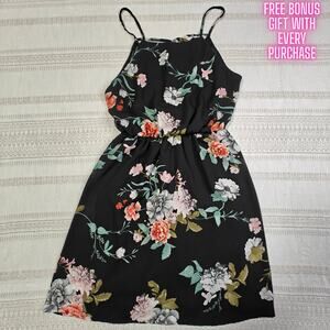 Lush Black & White Floral Lined Mini Dress Size S (Used – Great Condition)